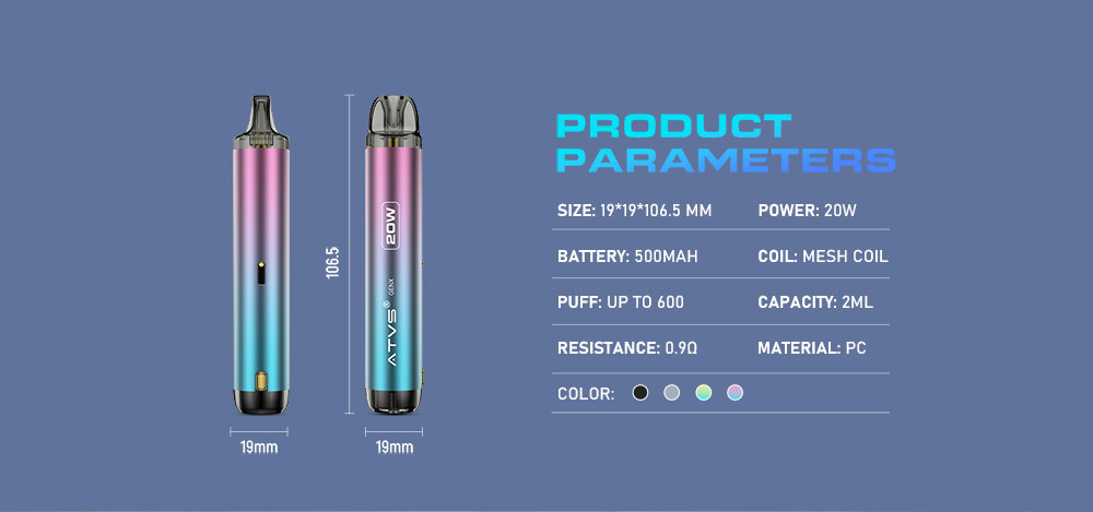 DE020 Navulbaar Pod Kit-systeemapparaat met instelbare luchtstroom MTL RDL ATVS Vape